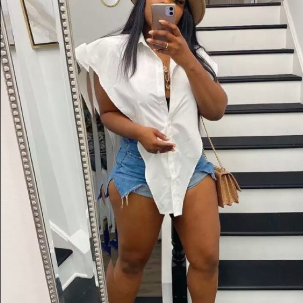 V Shaped Button Down Top